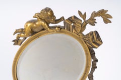 Table Mirror, Gilded Bronze Tabletop Mirror With an Onyx Base, 19th Century.