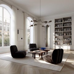 Contemporary Japanese-Inspired Brown Oak Coffee Table