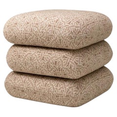Contemporary Beige Jacquard Upholstered Swivel Stool