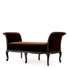 Pair of Contemporary Georgian-Style Brown Velvet Bench