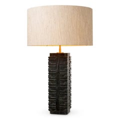 Pair of Contemporary Dark Grey Marble Table Lamp