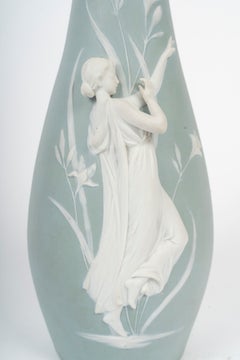 Weshwood Vase With a Relief of a Woman, Circa 1900, Art Nouveau.