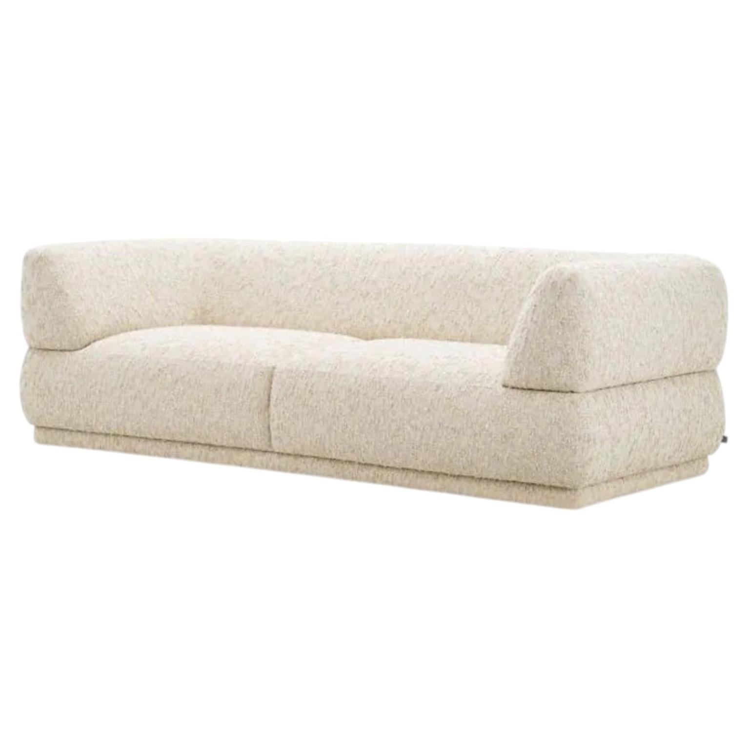 Contemporary Natural Beige Fabric Sofa with Angled Corners For Sale