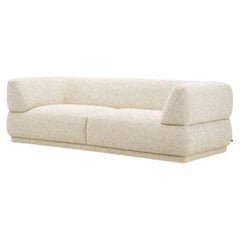 Canapé contemporain en tissu beige naturel aux angles arrondis