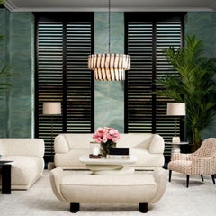 Canapé contemporain en tissu beige naturel aux angles arrondis