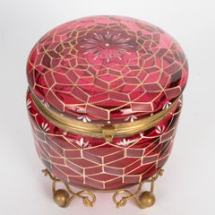 Colored Enameled Crystal Candy Dish, 19th Century, Napoleon III Period.