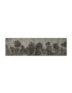 Panoramic Grisaille Wall Décor on Canvas, 19th Century Style
