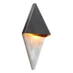 Pair of Contemporary Bronze and Alabaster Geometric Wall Lamp