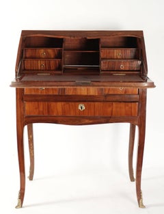 Sloping Desk, Louis XV Style, Precious Wood Veneer, 19th Century