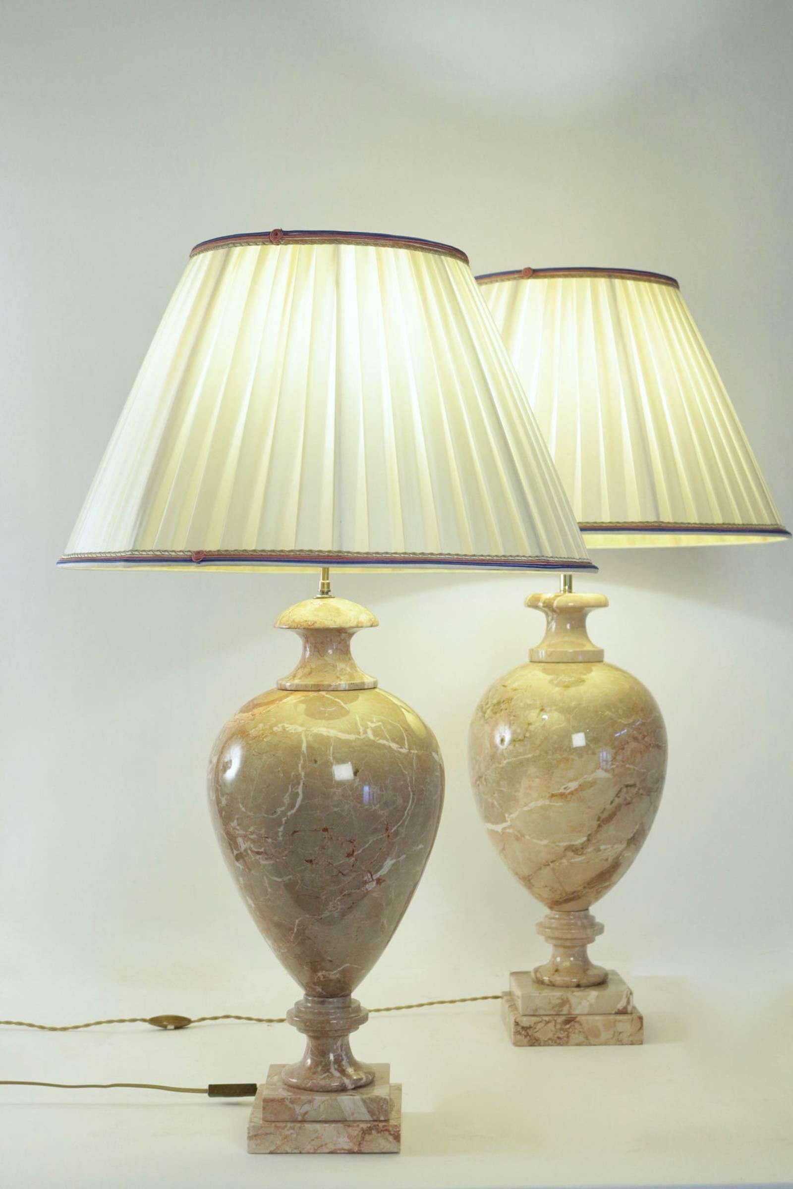 French Two Marble Lamps from the 20th Century For Sale