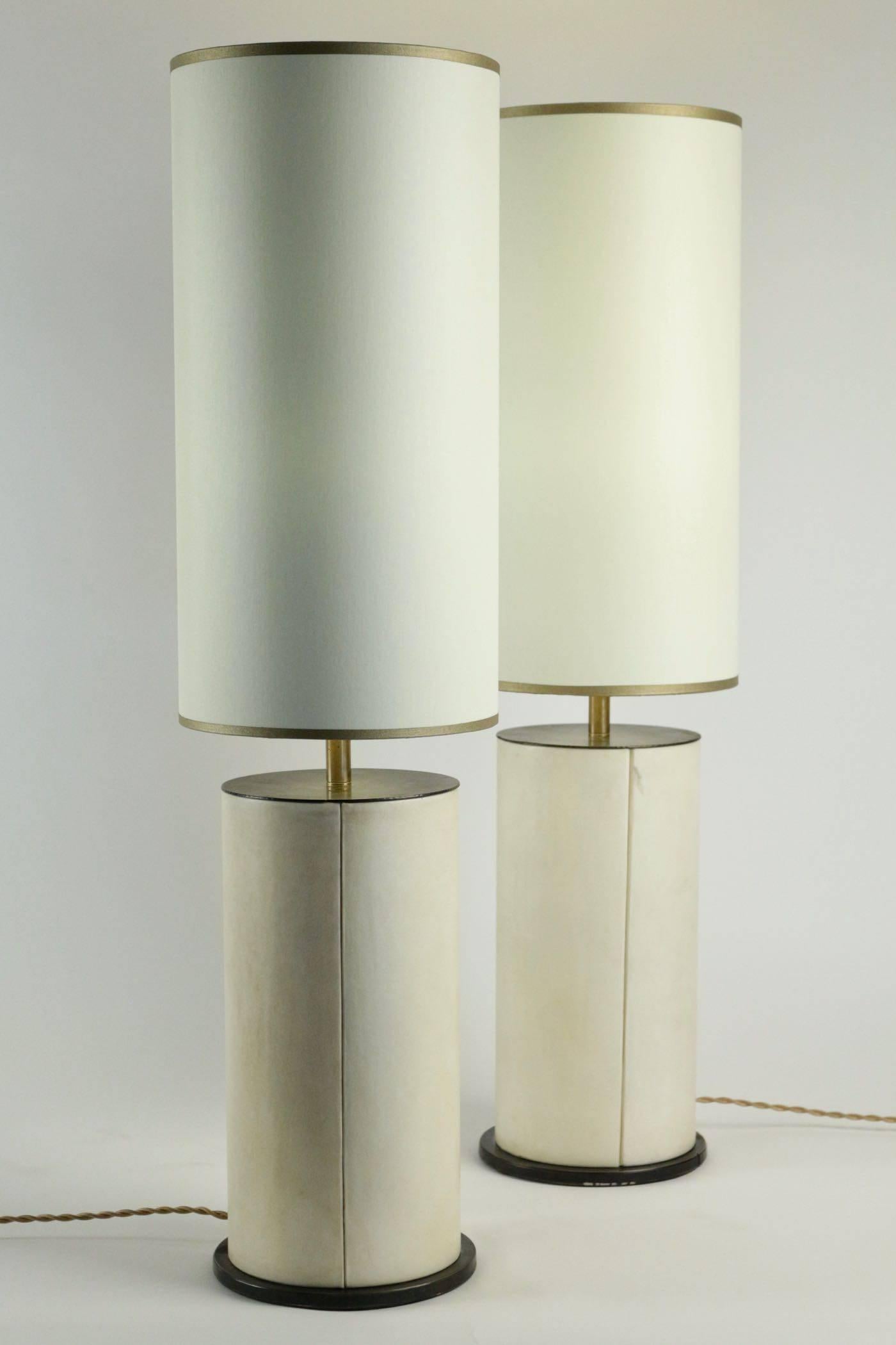 Pair of Lamps in Parchment and Bronze, circa 1940 3