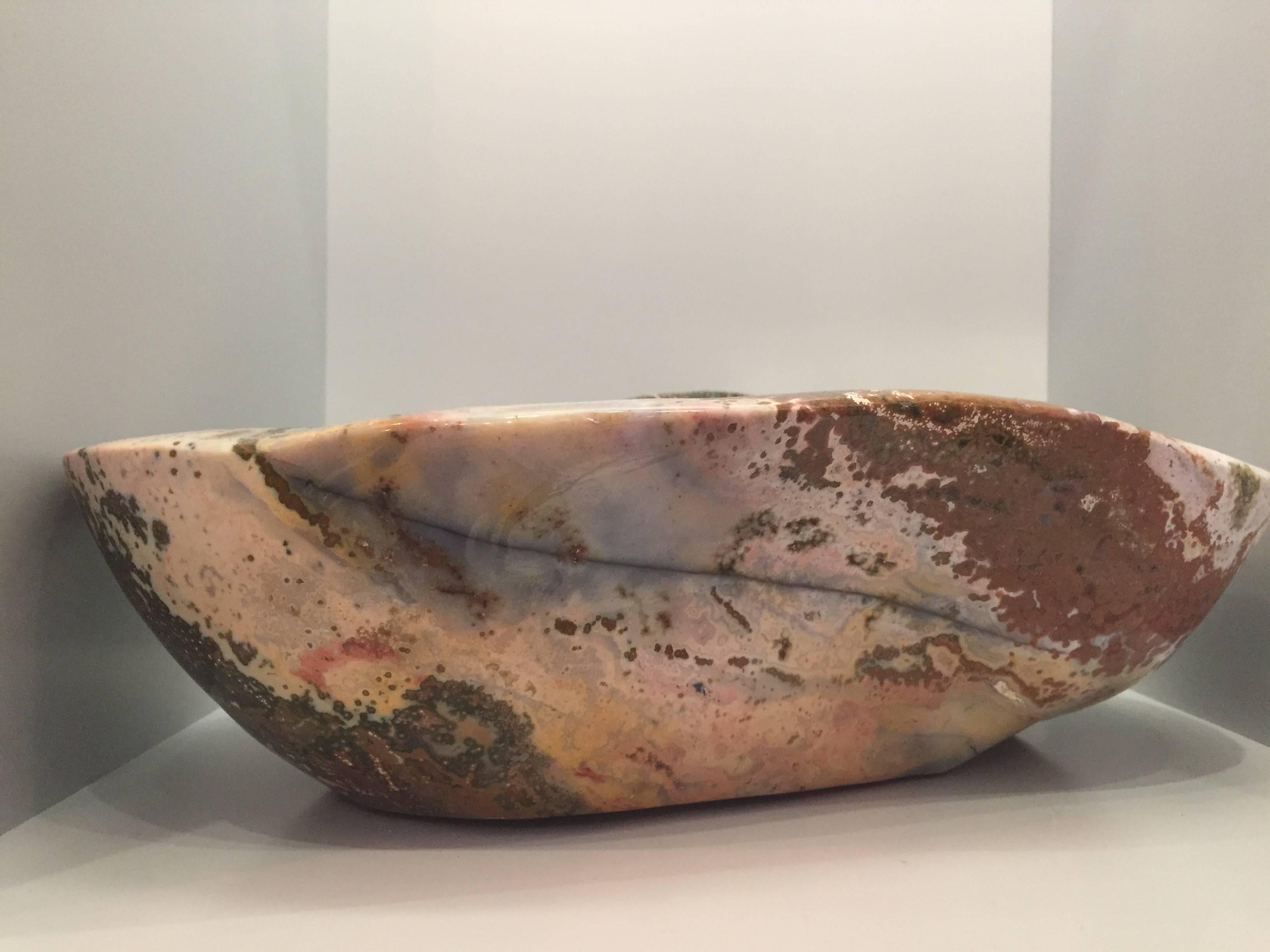 Organic Modern Ocean Jasper Vide-Poche Bowl, Rare and Large in Size, Hand-Carved in Madagascar