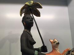 Ardmore Ceramic Rider with Parasol on a Leopard Carrying a Baby Impala