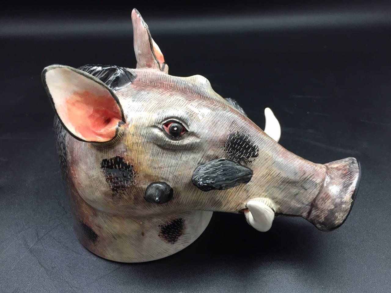 Folk Art Shemale Warthog Teapot Ceramic by Ardmore from South Africa