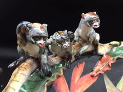 Monkey Leopard Bowl, Ceramic Sculpture by Ardmore from South Africa