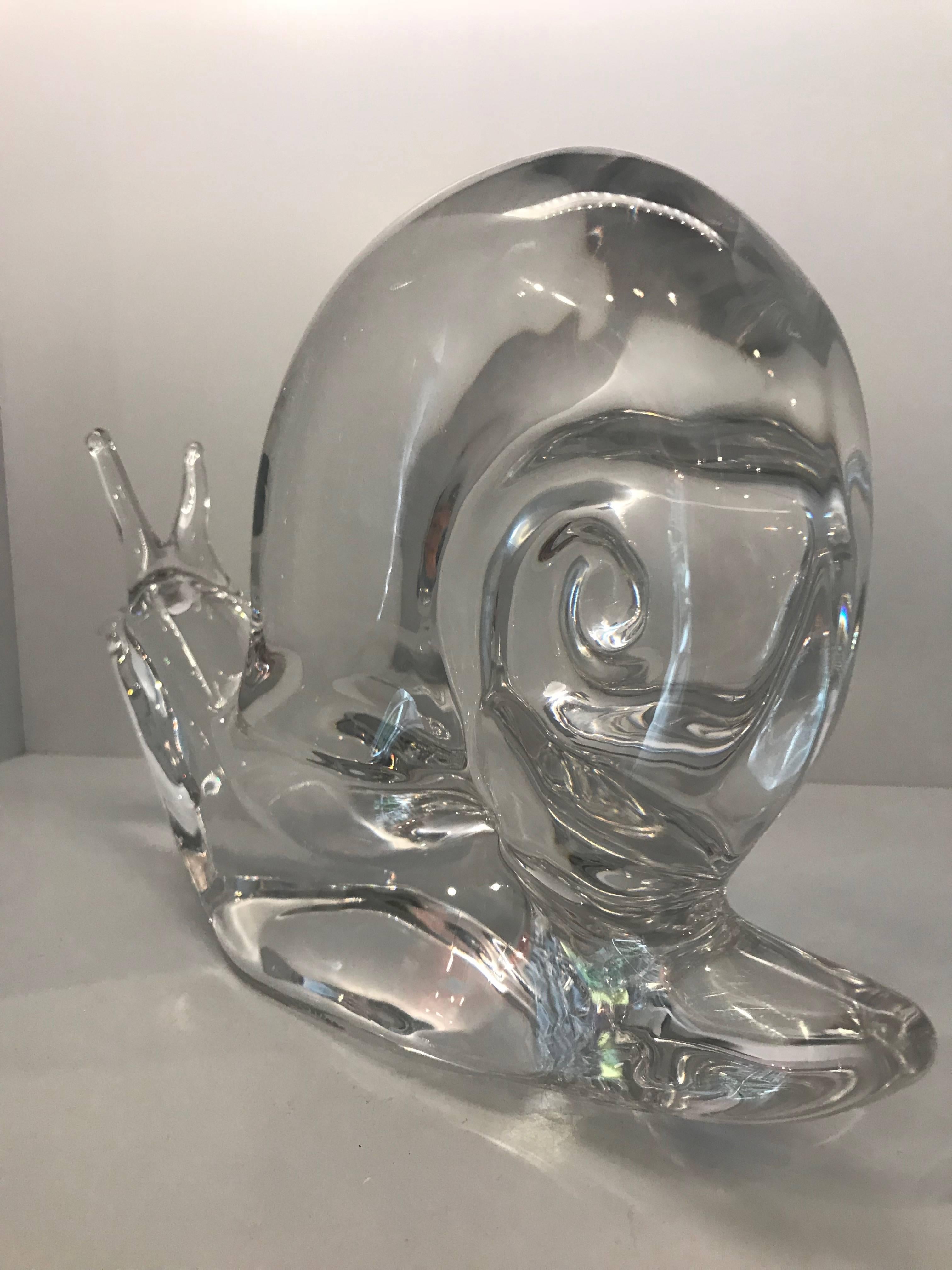 Very Large and Beautiful Crystal Snail/Escargot Signed Daum In Good Condition In New York, NY