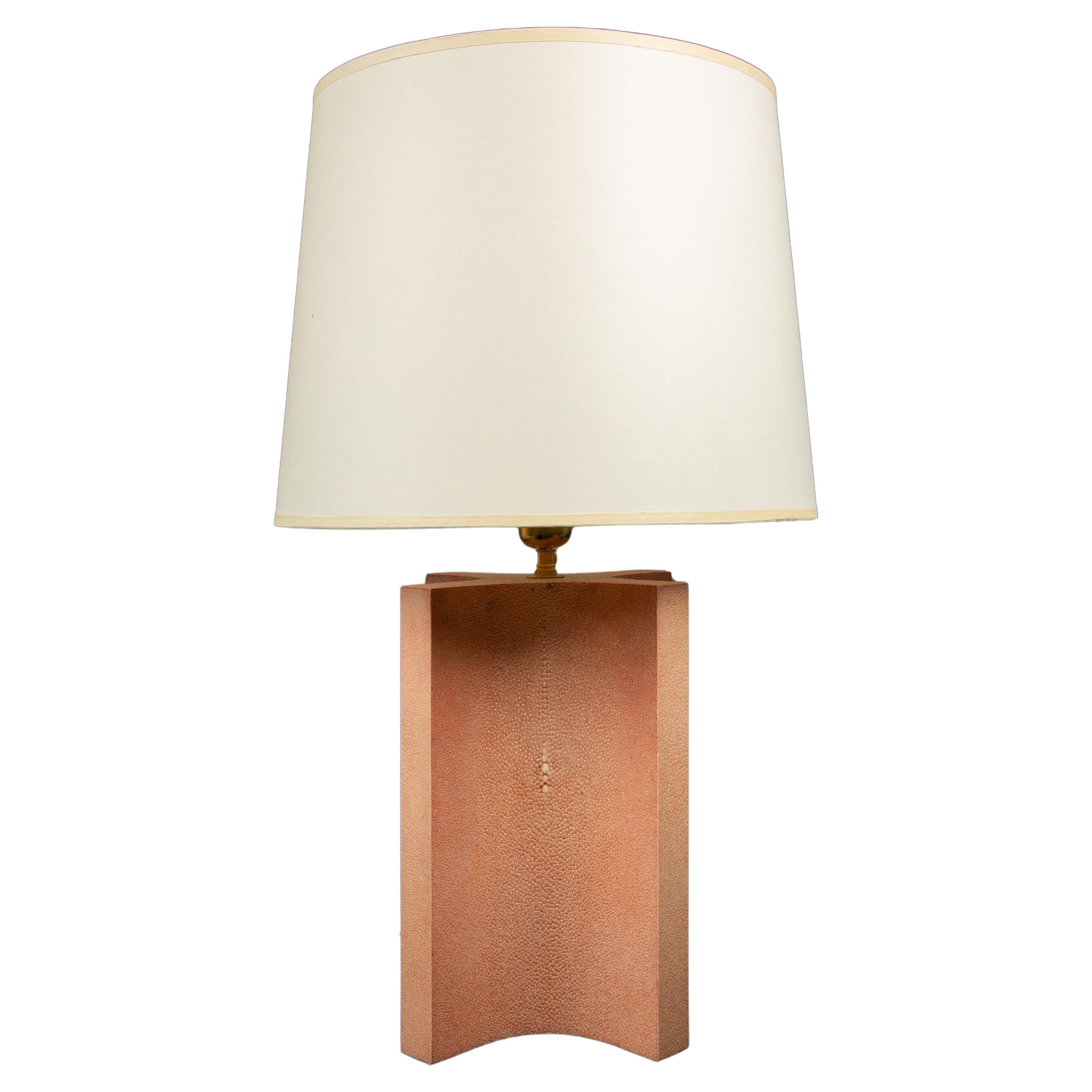 Light Pink Shagreen Lamp For Sale