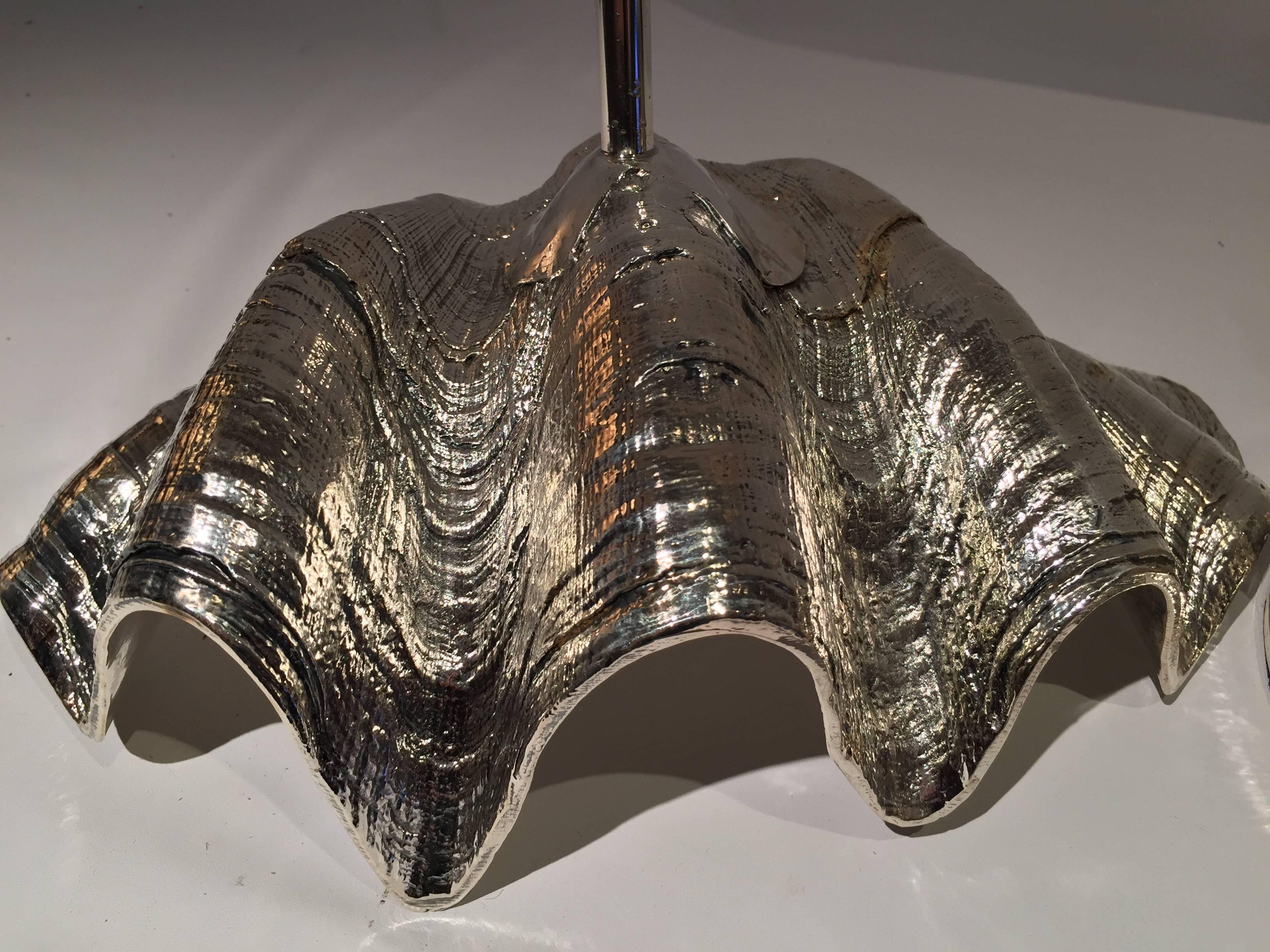 Contemporary Silvered-Mounted Clam Shell Centerpiece