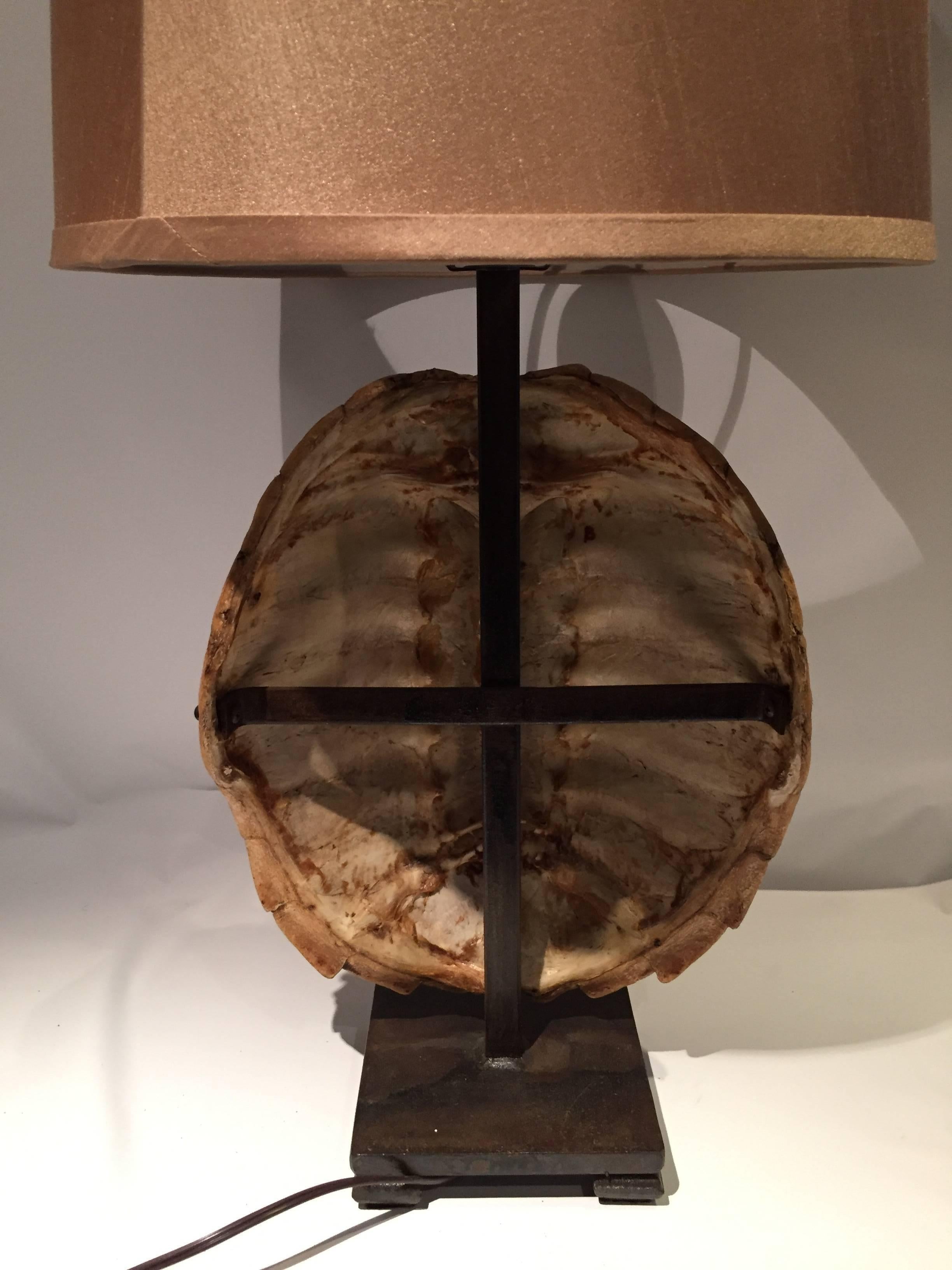 Pair of Turtle Shell and Iron Lamps In Good Condition In New York, NY