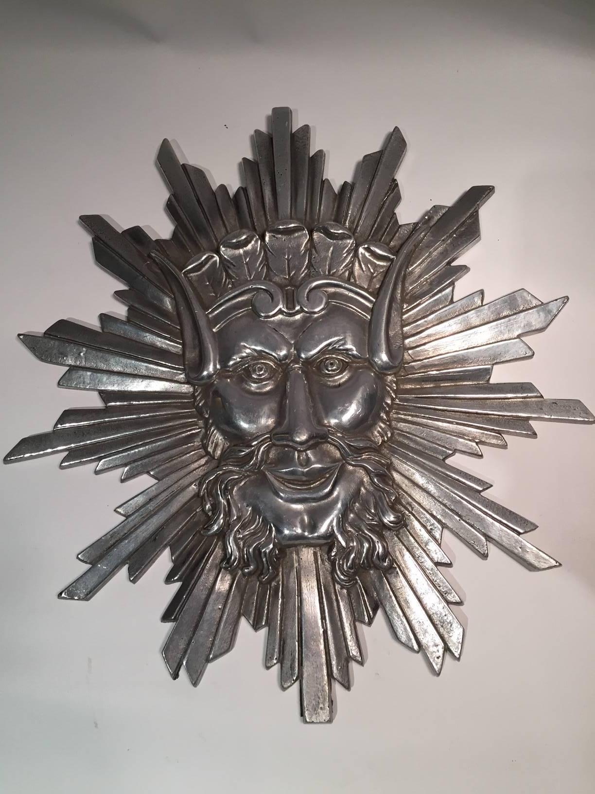 Decorative Sun King Mask Purchased from the Studio of Gilbert Poillerat In Good Condition In New York, NY