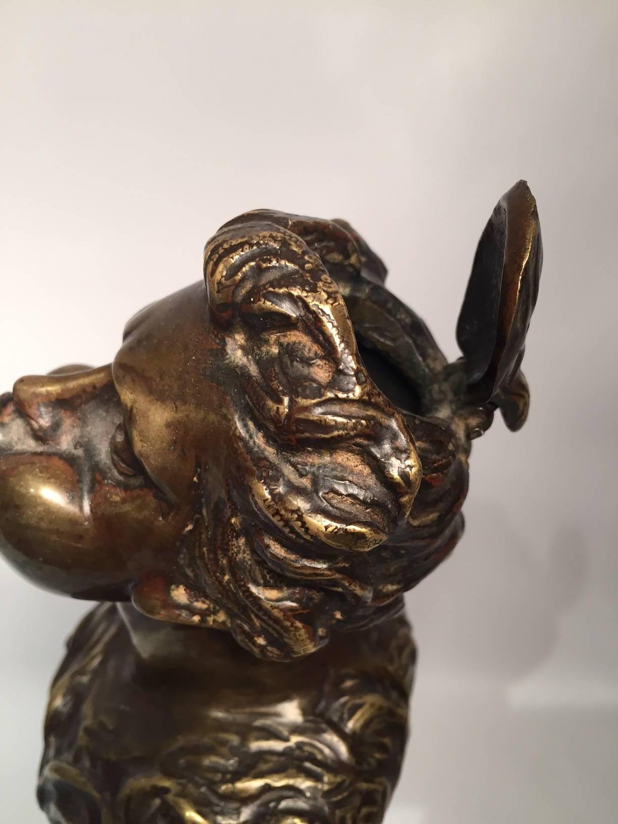Napoleon III Rare 19th Century Continental Bronze Tobacco Cigar Lighter