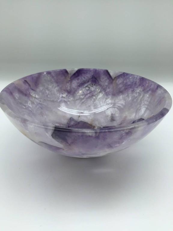 Large HandCarved SemiPrecious Gemstone Amethyst Bowl from India at