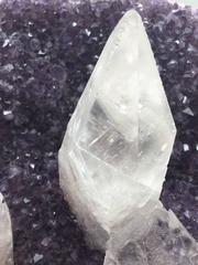 Rare Mounted Amethyst Specimen with Spectacular Calcite Inclusions from Uruguay