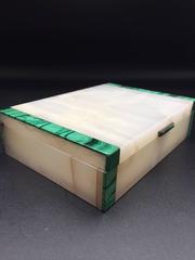 Malachite & Onyx Silver Hinged Box, English 1941 Made by Henry Griffith & Sons