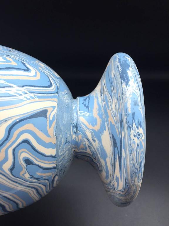 Marbleized Blue Apt Style Faience Medicis Vase by Sylvie SaintAndré