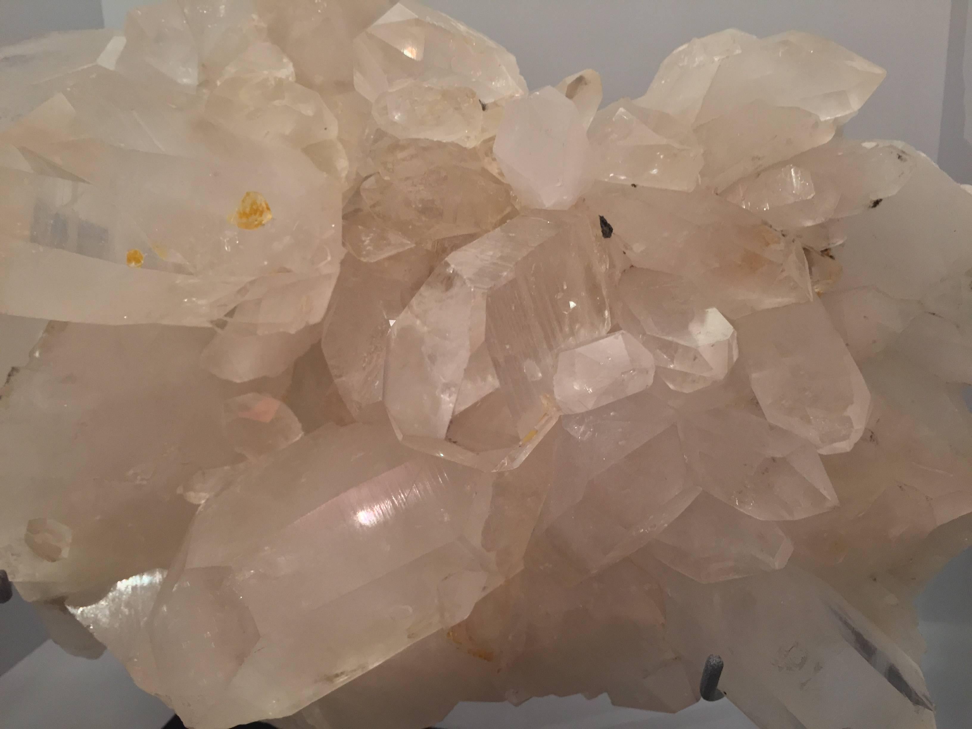 Brazilian Large Rock Crystal Quartz Specimen on a Custom Mount 