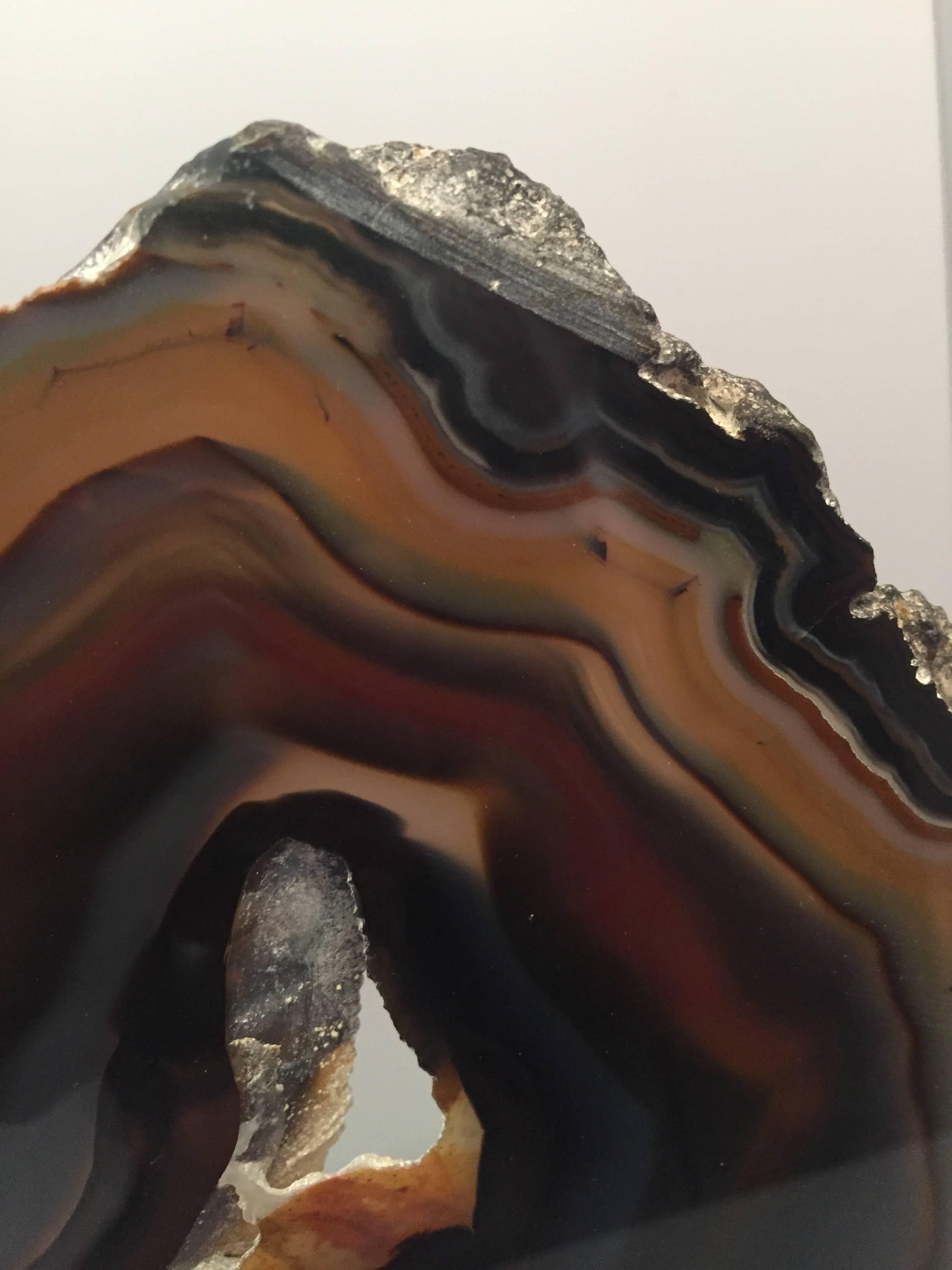Brazilian Intensely Colored Custom Mounted Agate Stone Mineral Geode Slice Specimen