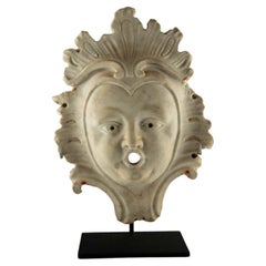Early 19th Century French Carved Marble Grotto Fountain Mask