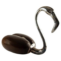 Grande fenicottero Coco de Mer con testa e collo placcati in argento