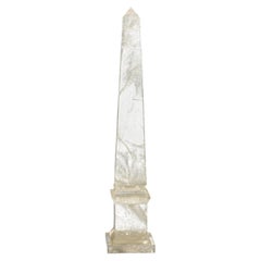 Hand-Carved Clear Rock Crystal Obelisk on Stepped Base, 12.5"