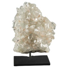 Natural Rock Crystal Quartz Cluster on Custom Metal Stand