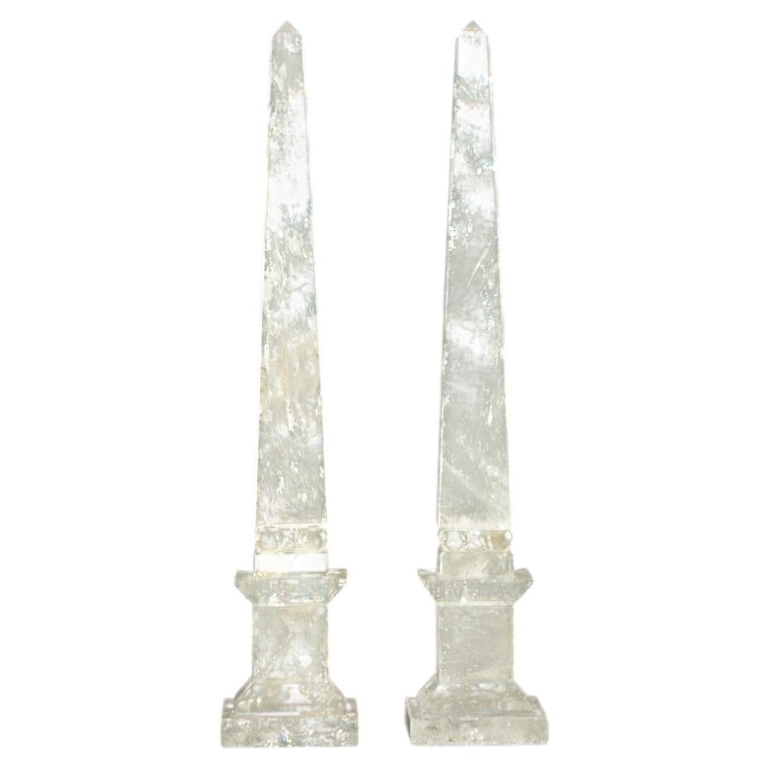 Rock Crystal Obelisks Pair 9.5"