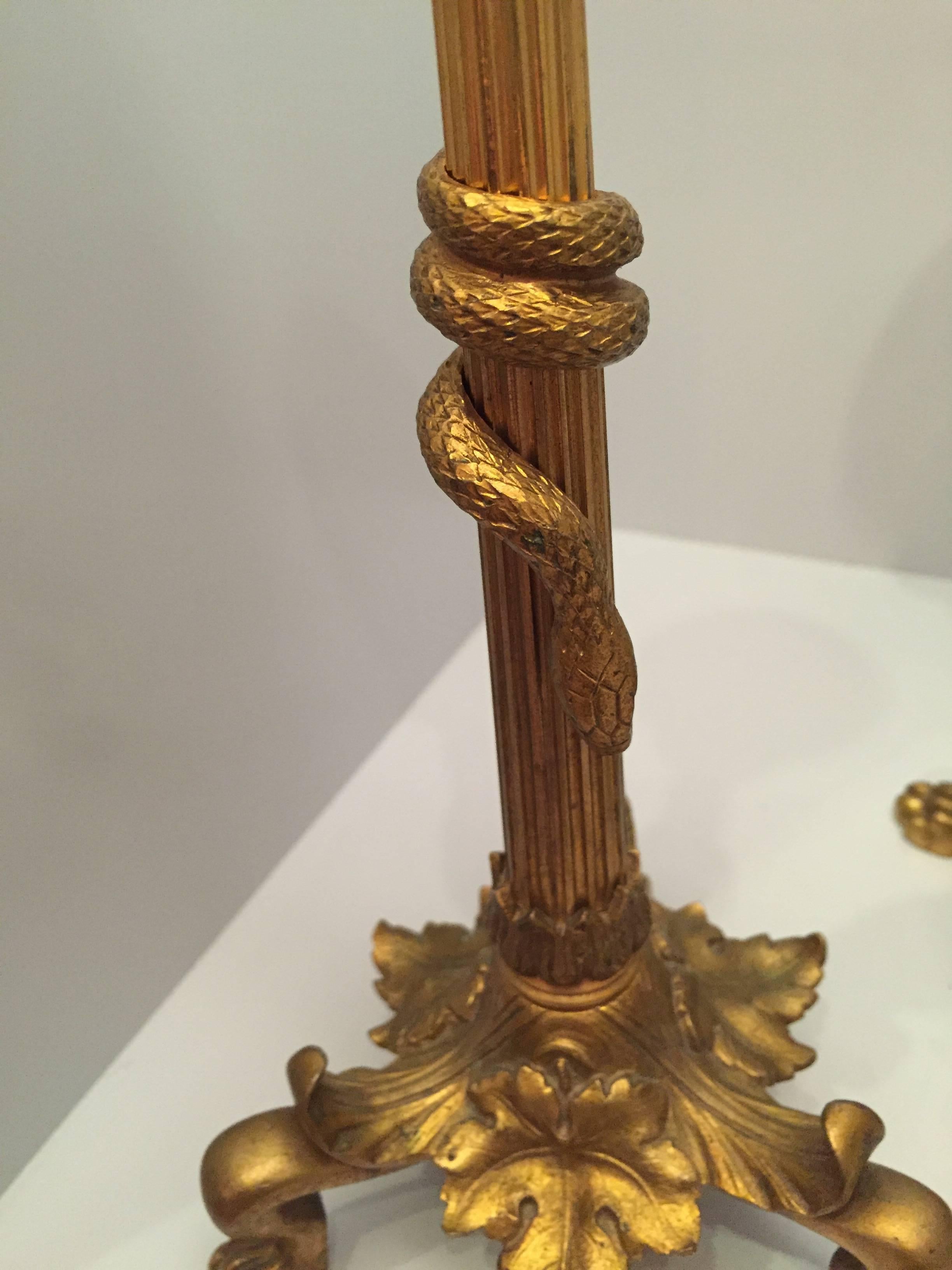 19th Century French Pair of Bronze Candlesticks in the Style of Victor Paillard In Good Condition In New York, NY