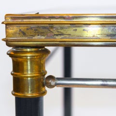 Mid-Century French Neoclassical Brass, Ebonized Metal and Glass Coffee Table