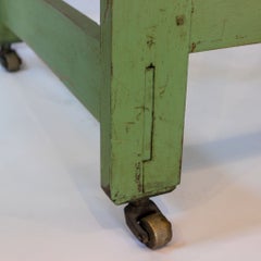 Large Late 19th-Century French Painted Wood Library Ladder on Casters, 87" High