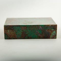 Rechteckige Chrysokoll-Schatulle mit vergoldetem Messing-Scharnier, 6" breit