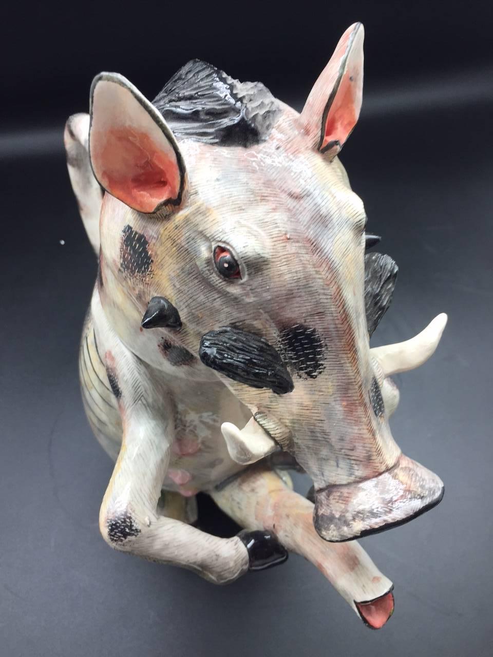 Contemporary Shemale Warthog Teapot Ceramic by Ardmore from South Africa