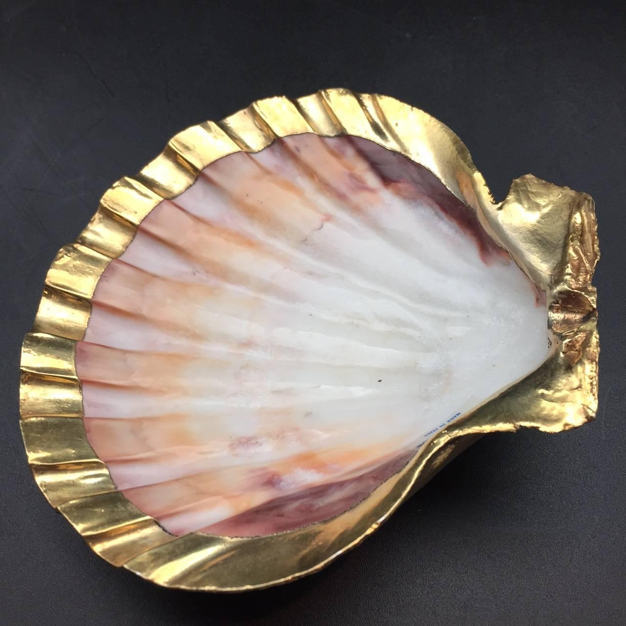 Italian Creel and Gow Gold-Plated Pecten Shell, Symbol of Pilgrims & of Emblem of James