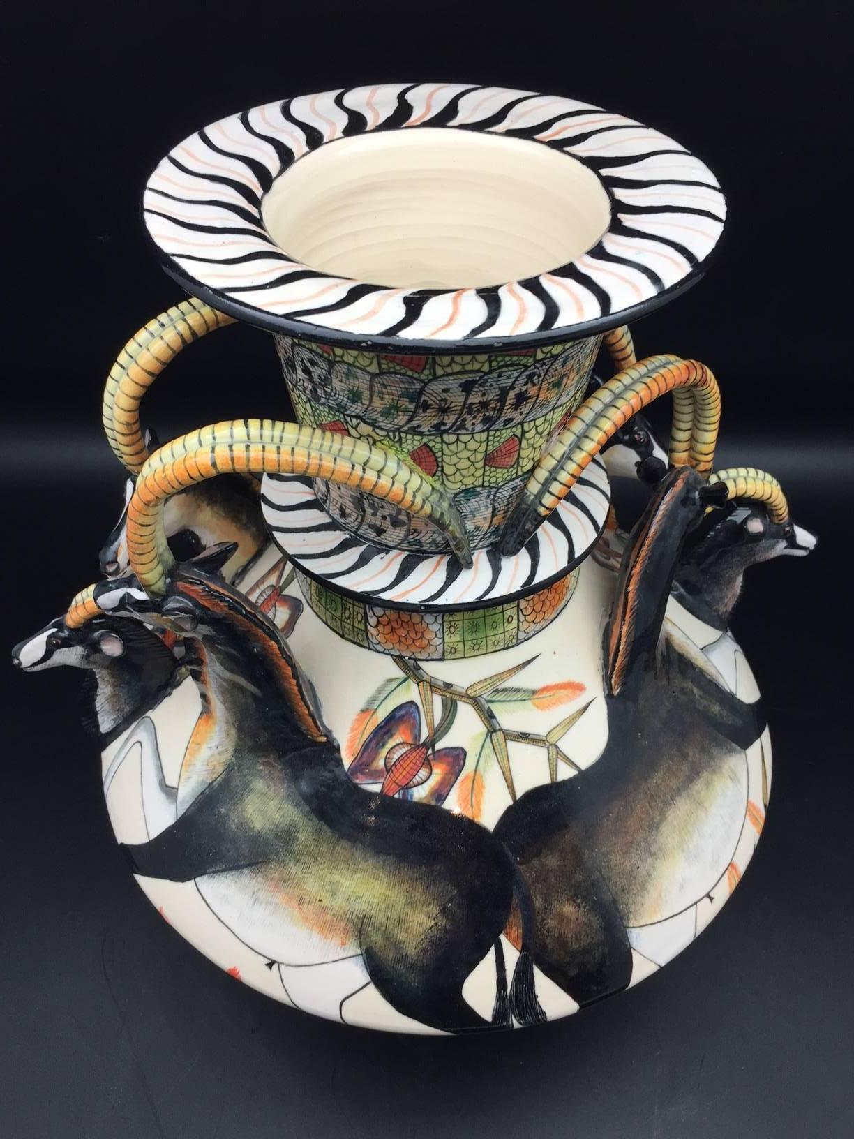 Hand-Crafted Sable Vase, Ceramic Sculpture by Ardmore from South Africa