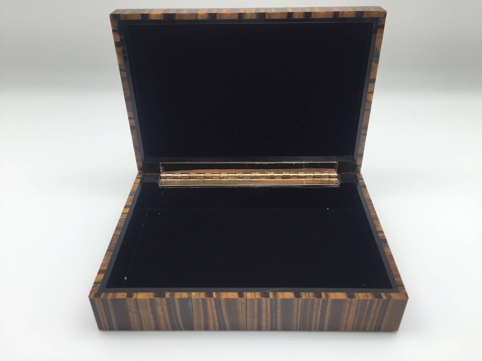 Tiger's Eye Stone Box with Hinged Lid 1