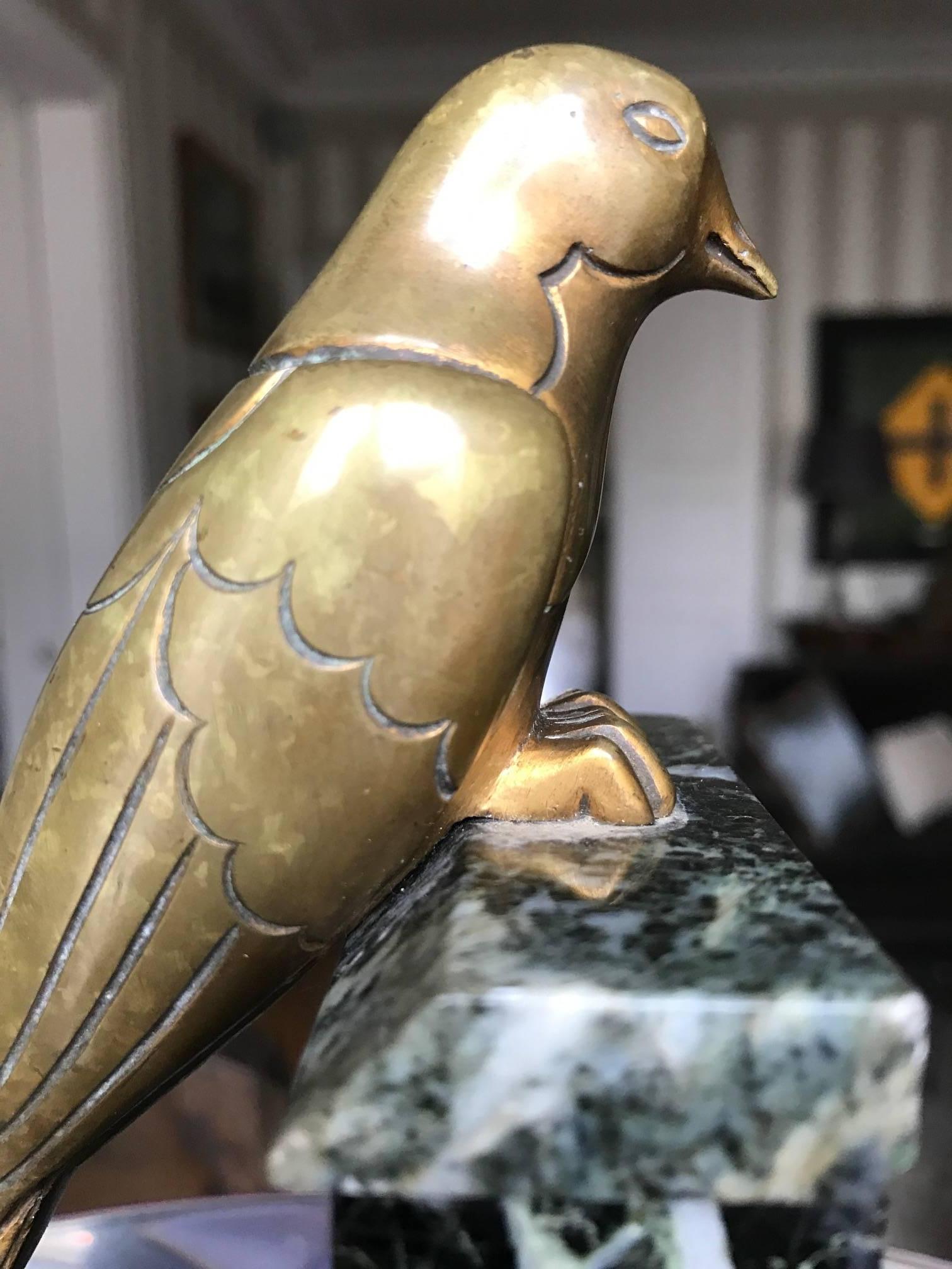 French 1930s Art Deco Bronze Swallow Bird Bookends by Suzanne Bizard 1