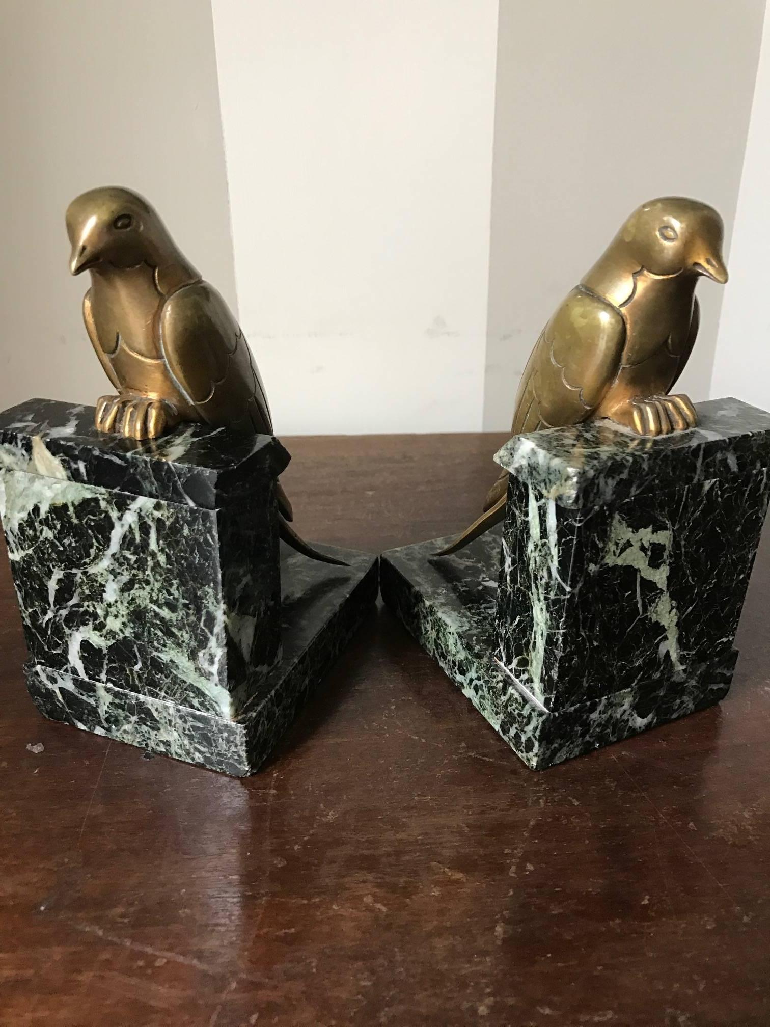 French 1930s Art Deco Bronze Swallow Bird Bookends by Suzanne Bizard 2
