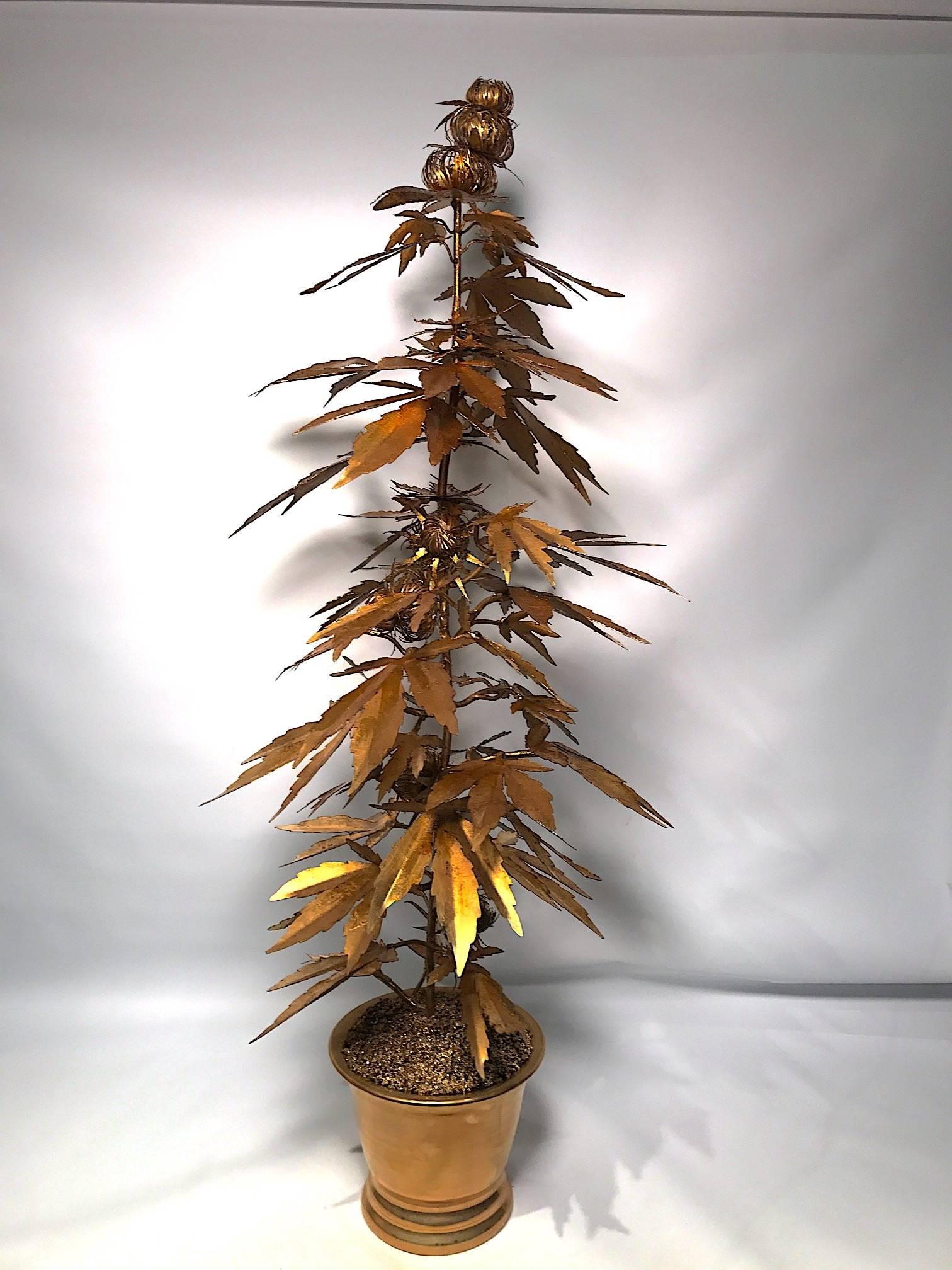 Gilt Very Tall Gilded Toll Marijuana or Cannabis Potted Plant
