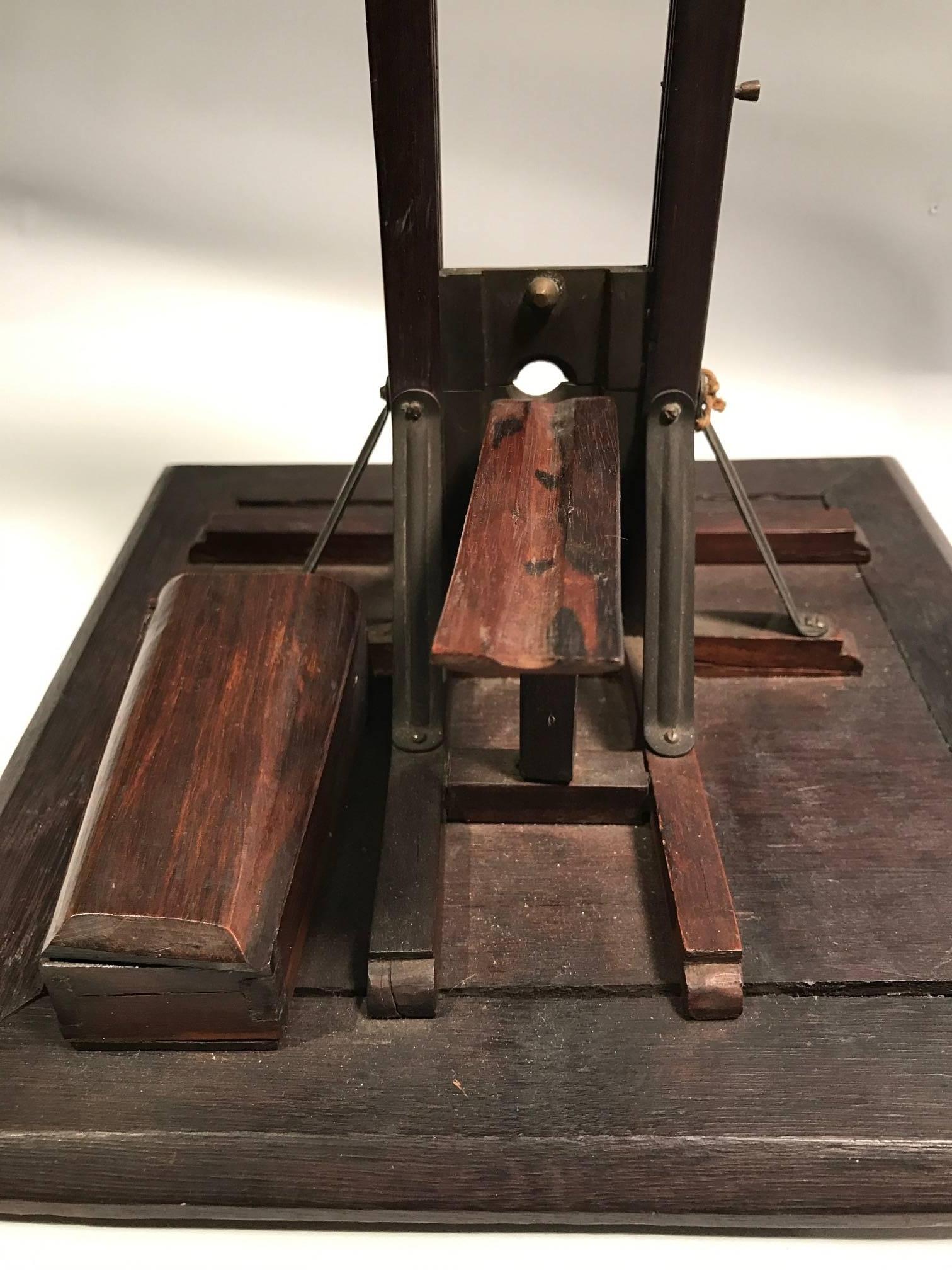 Guillotine cigar cutter with coffin cigar tip box, French late 19th-early 20th century. It was in 1789, when the physician Joseph-Ignace Guillotin, recommended the use of this type of Apparatus for executions in France. The most notable beheading