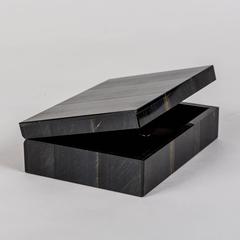 Falcon's Eye Semi Precious Stone Box with Hinged Lid