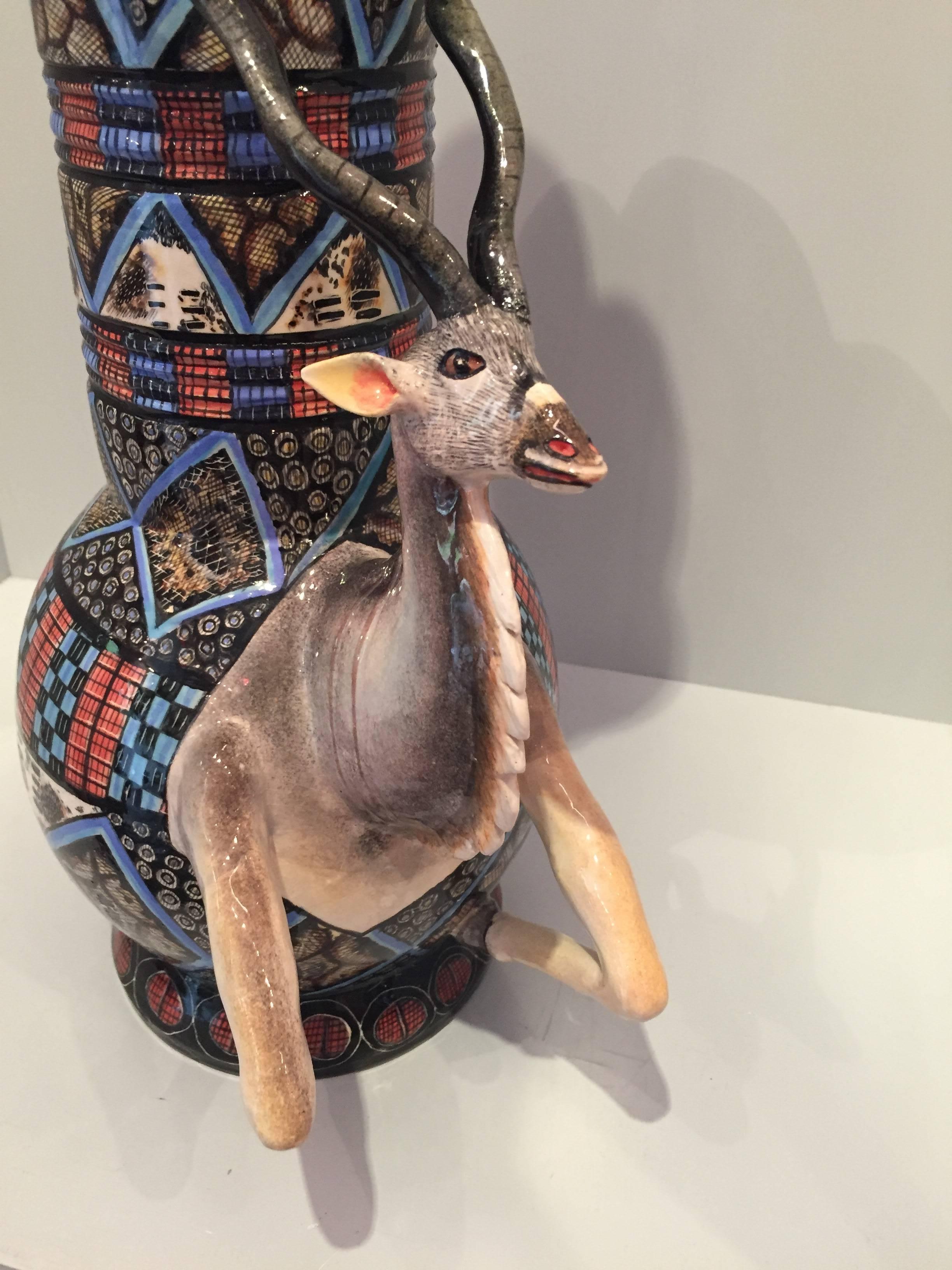 Kudu Vase AAA, Ceramic by Ardmore from South Africa In Good Condition In New York, NY